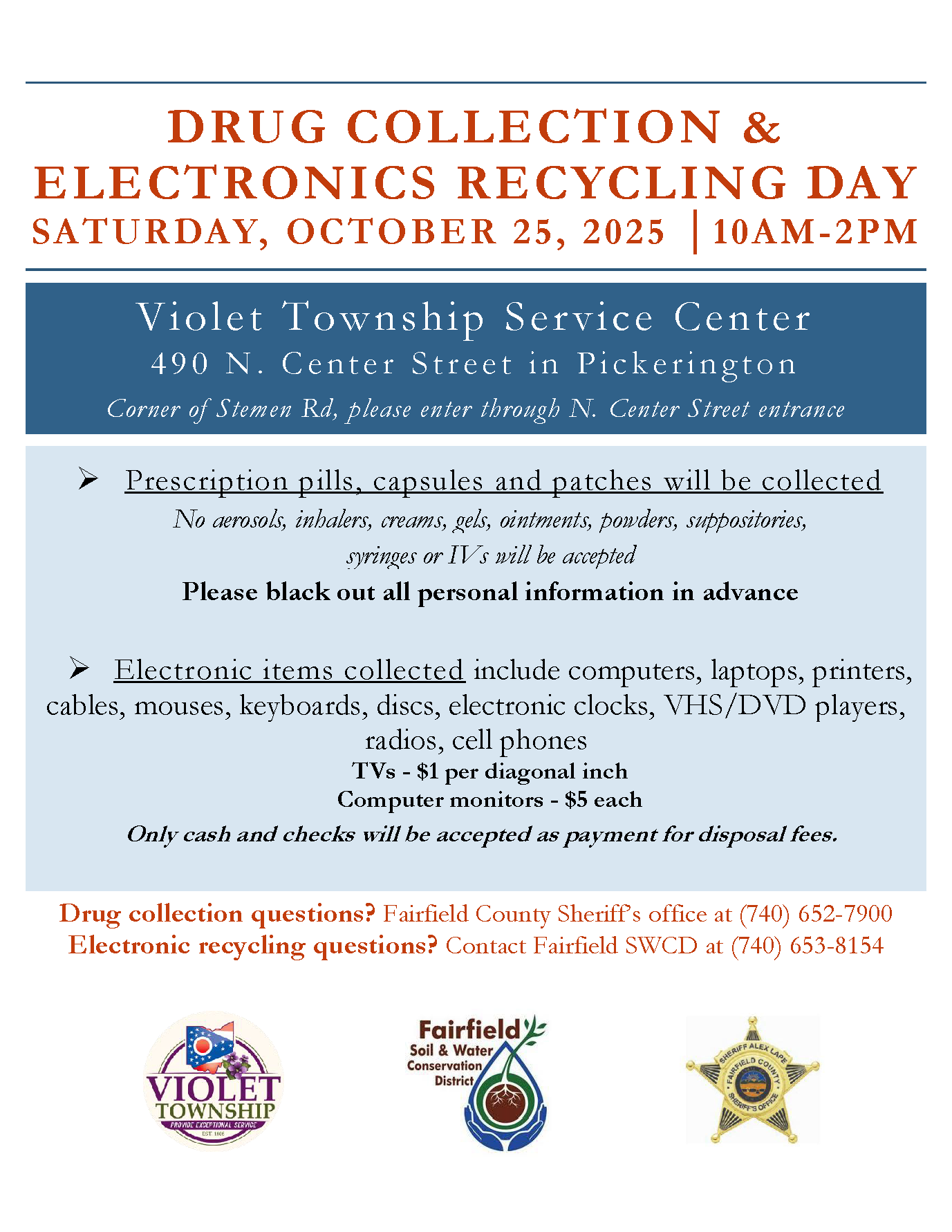 2025 Drug Collection  Electronic Recycling event flyer October (002)