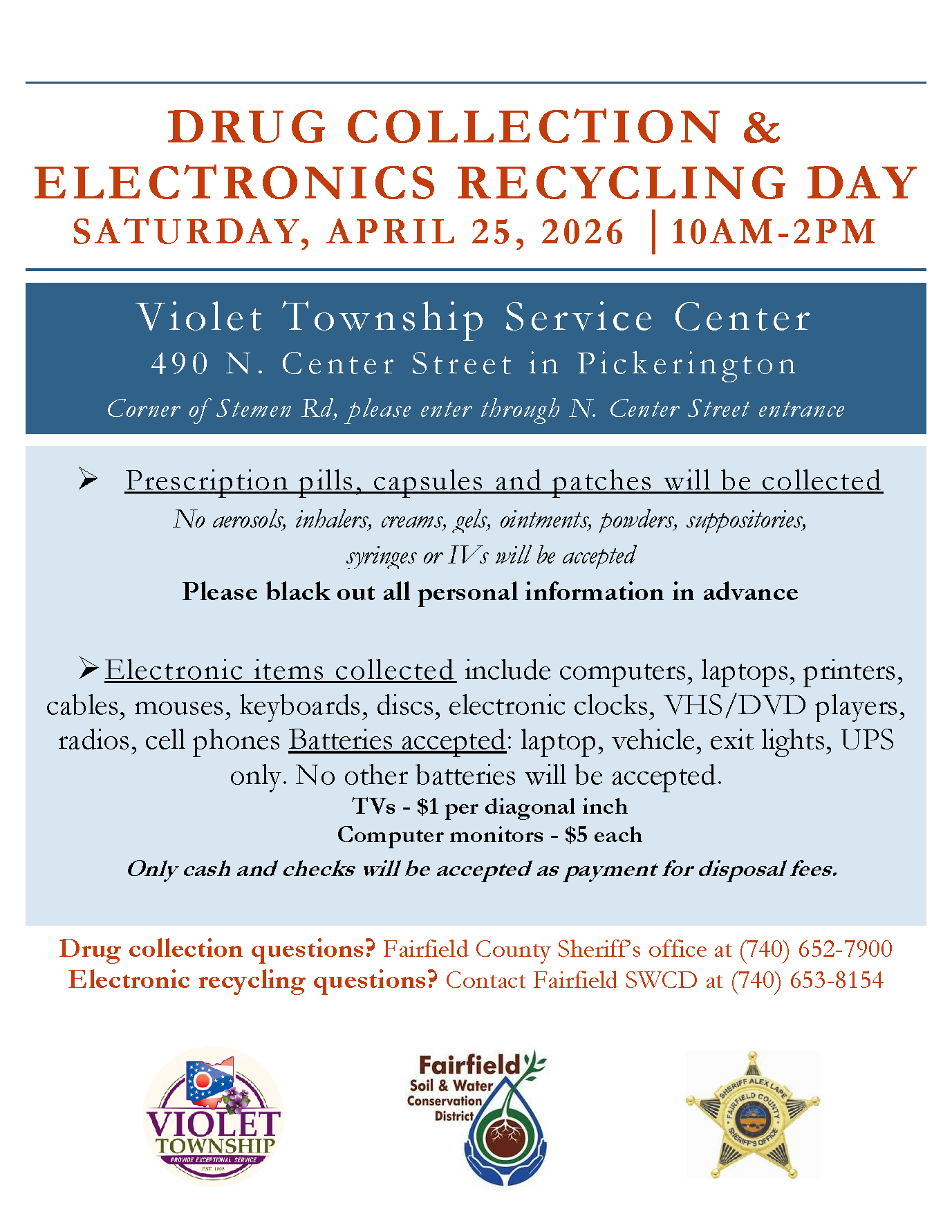 April 2026- drug takeback electronic recycle